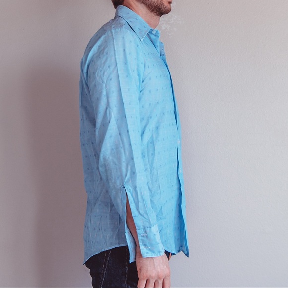 Vintage 70’s Baby Blue Button Down M - Picture 4 of 10